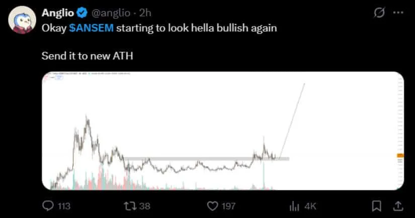 ANSEM Price Rallies From $0.22 as Breakout Structure Targets Higher Levels