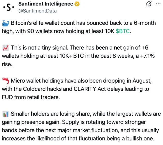 Bitcoin Mega-Whale Wallets Surge To 6-Month High As Big Buyers Hold $64K Support