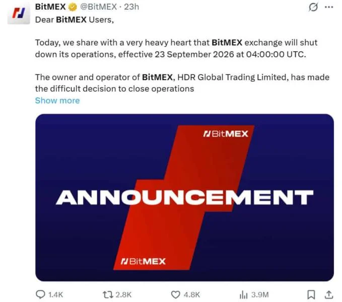 BitMEX Shuts Down After 11 Years as Arthur Hayes Bids Farewell and CZ Reflects on Crypto Exchange’s Legacy