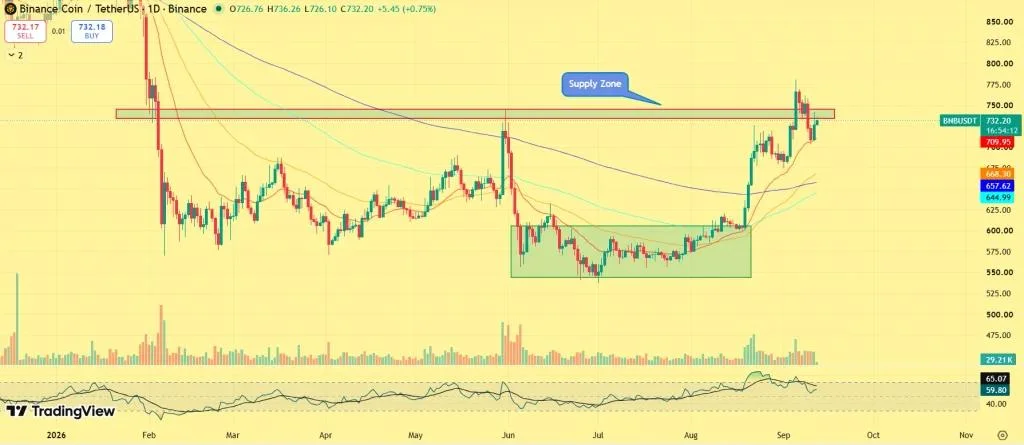 BNB Price Faces $750 Test After Sharp Rebound: Can Bulls Push Higher?