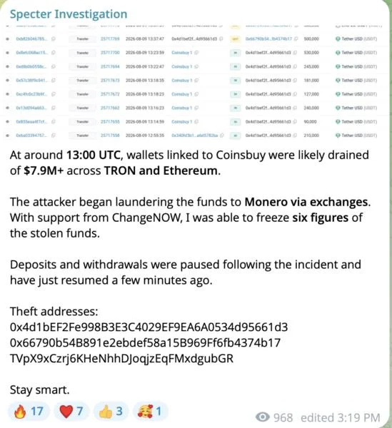Coinsbuy offers $100K reward after Sunday security breach