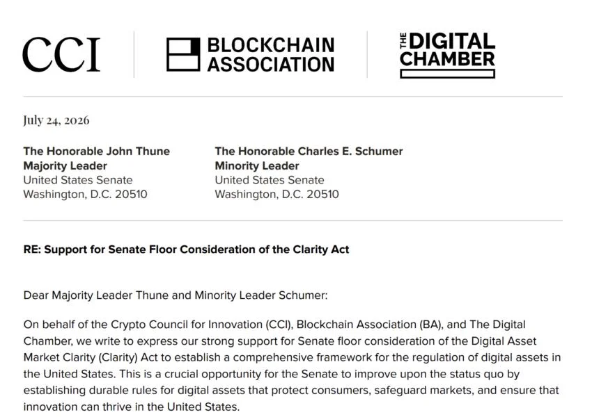 Crypto advocacy groups support CLARITY passage as ethics rules face pushback