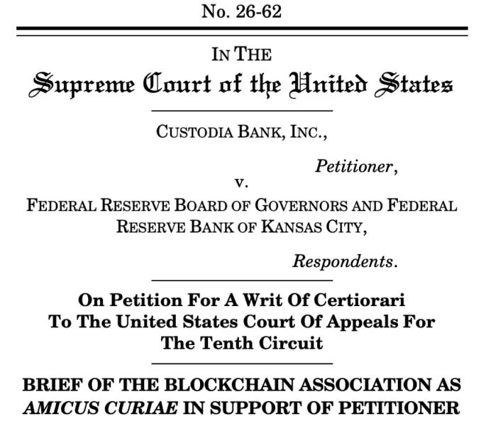 Crypto group backs Custodia in Supreme Court battle over Fed access