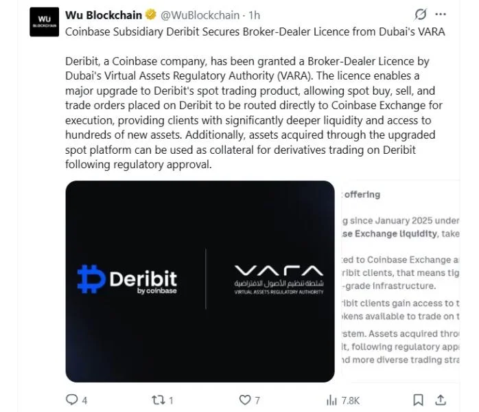 Deribit Broker Dealer Licence Opens Coinbase Liquidity to Clients