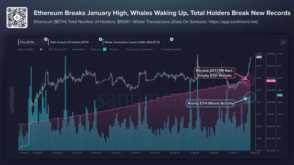 Ethereum Price Breaks Above $2,600 as Whale Activity Rises—Can ETH Reach $2,800?