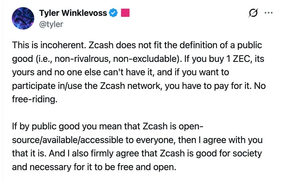 Gemini CEO Tyler Winklevoss Says Zcash 'Is Not A Lighthouse,' Rejects Public-Good Case For Grants Committee
