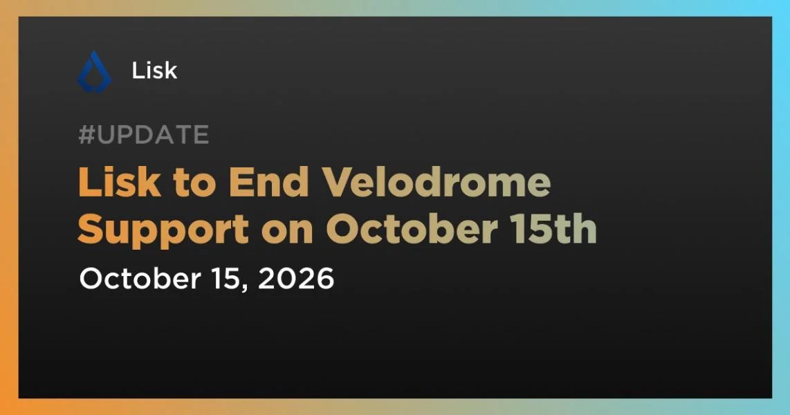 Lisk to End Velodrome Support on October 15th