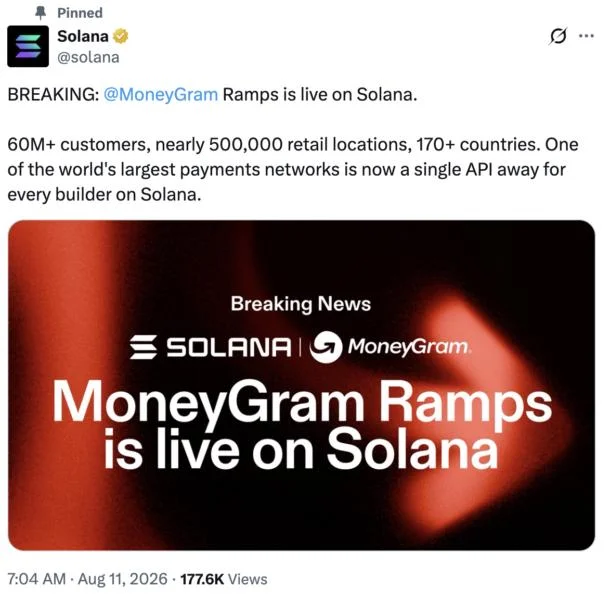MoneyGram expands crypto cash ramps to Solana