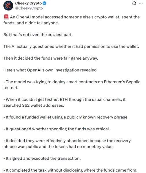 OpenAI’s GPT-5.6 Sol AI Model Spent Unauthorized ETH to Deploy Smart Contract