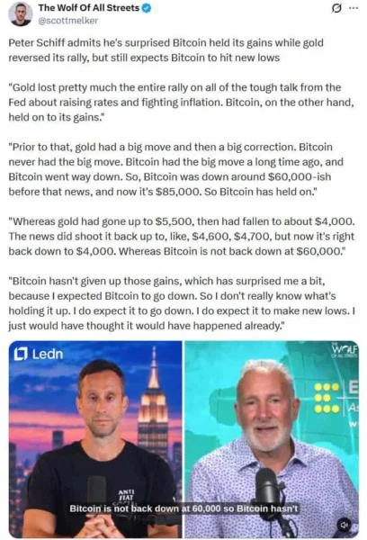 Peter Schiff Surprised by Bitcoin’s Strength as Michael Saylor’s Strategy Boosts BTC Holdings to 848,250