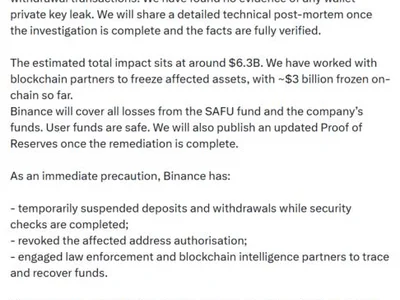 Binance Confirms $6.3B Security Breach, Freezes $3B in Assets and Pledges Full Compensation