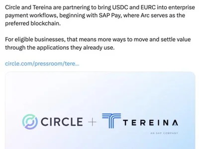 Circle brings USDC, EURC payments to SAP customers through Tereina