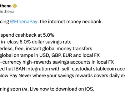 Ethena launches USDe payments app, offers 6% rewards