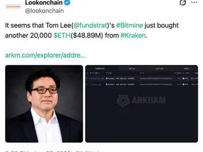 Tom Lee-Led BitMine Reportedly Scoops Up $48.89 Million Of Ethereum During Crypto’s ‘AI Downstream’ Story