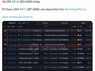 US Government Moves $103M in Seized Bitcoin and BNB to Coinbase Prime, Raising Sale Questions