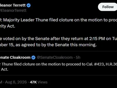US Senate to vote on advancing CLARITY Act in September after Thune files cloture