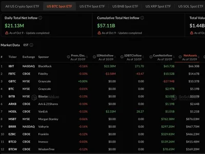 U.S. Spot Bitcoin ETFs Post $21.13 Million of Net Inflows