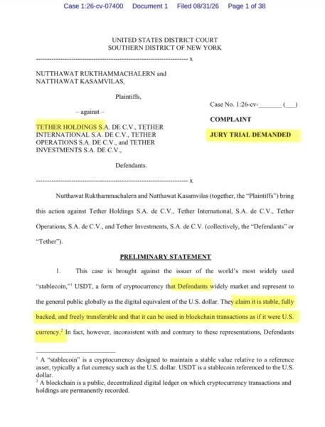 Tether Sued Over $42.4M USDT Freeze: Two Thai Brothers Challenge Government-Requested Blacklist